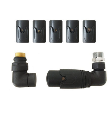 Thermostatic Anthracite Corner Radiator Valve (TRV), Bi-directional ...