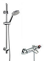 Thermostatic Bath Shower Mixer Tap & Single Function Handset Slide Rail Kit Bundle - Chrome - Balterley