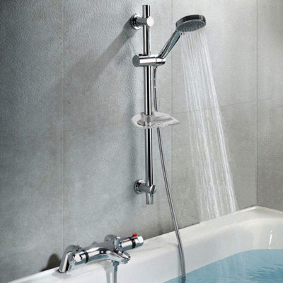 Thermostatic Bathroom Bath Shower Valve Mixer Tap With Slider Rail Kit & Handset