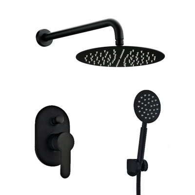 Thermostatic Concealed Rear Wall Round Mixer Head Black Matt Finish Shower Set Price Comparisons | Compare The Build