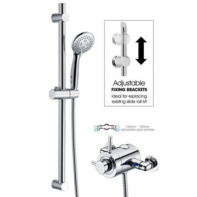 Thermostatic Concentric Exposed Shower Mixer + Riser Rail 135mm to ...