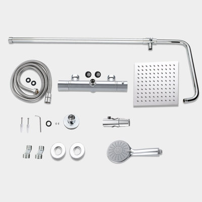 Thermostatic Exposed Shower Set with Square Fixed Head