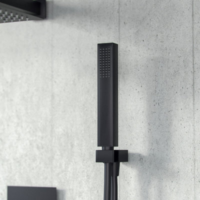 Thermostatic Mixer Valve Shower Head Handset Shower Set Matte Black Temel - 4