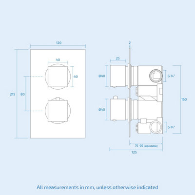 Thermostatic Mixer Valve Shower Head Handset Shower Set Matte Black Temel - 7