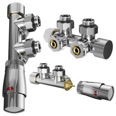Thermostatic Radiator Valve Granitan PEX Set Brass Head 1 2 Chrome