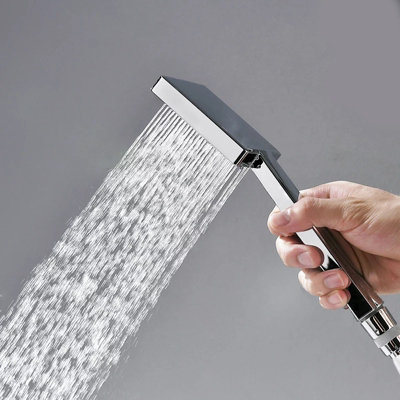 Thermostatic Shower Set Mixer Bathroom Twin Head Large Square Bar Chrome Finish