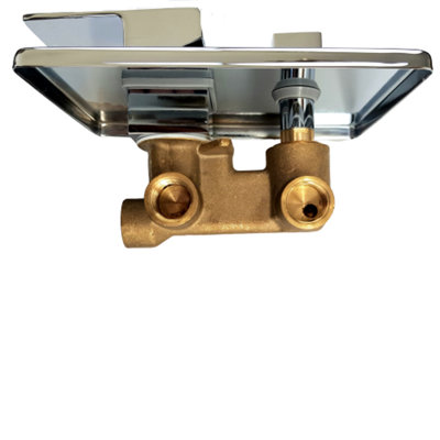 Thermostatic Shower Set Mixer Bathroom Twin Head Large Square Bar Chrome Finish - 7