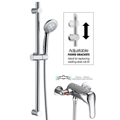 Thermostatic Single Lever Shower Mini Mixer Exposed / Concealed + Riser ...