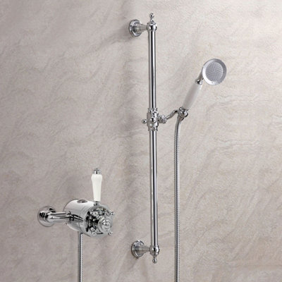 Thermostatic Traditional Exposed Shower Mixer + Riser Rail 135mm