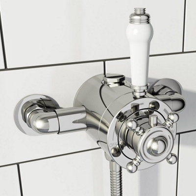 Thermostatic Traditional Exposed Shower Mixer Valve 135mm 165mm Centres 3/4" Top