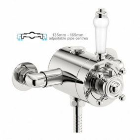 Thermostatic Traditional Exposed Shower Mixer Valve - 135mm to 160mm Centres