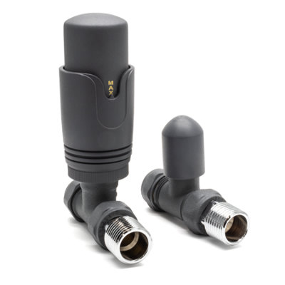 Thermostatic TRV Anthracite Straight Radiator Valves 1-2