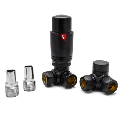 Thermostatic TRV Corner Black Radiator Valves 1-2