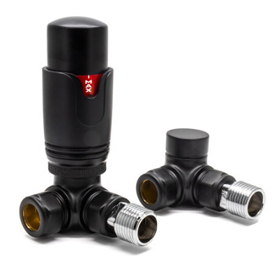 Thermostatic TRV Corner Black Radiator Valves 1-2