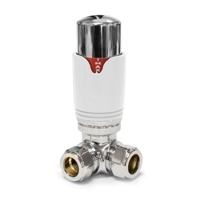 Thermostatic TRV White-Chrome Corner Radiator Valves 1-2