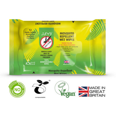 Theye Deet Free Mosquito Repellent Wet Wipes 12 Pack