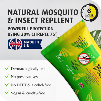 Theye Deet Free Mosquito Repellent Wet Wipes 12 Pack