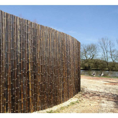 Thick Carbonised Black Bamboo Fencing Screening Roll W190cm x H180cm - 6