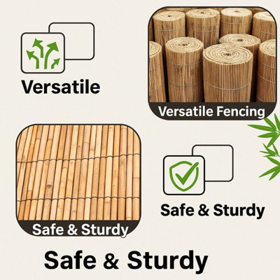 Thick Peeled Reed Garden Fence Panels Natural Outdoor Screening Roll ...