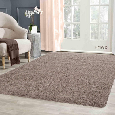 Thick Pile Dark Beige Fluffy Shaggy Large Area Rug Hallway Runner ...