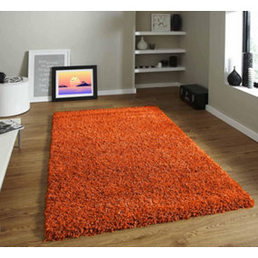 Thick Pile Orange Fluffy Shaggy Large Area Rug Hallway Runner - 160x230 cm