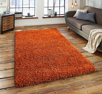 Thick Pile Orange Fluffy Shaggy Large Area Rug Hallway Runner - 160x230 cm - 5