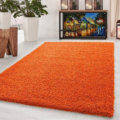 Thick Pile Orange Fluffy Shaggy Large Area Rug Hallway Runner - 160x230 cm - 7