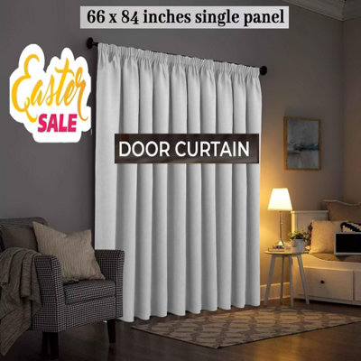 Thick Thermal Insulated Pencil Pleat Door Curtain Luxury Bedroom Single Panel Curtain + 1 x Tieback