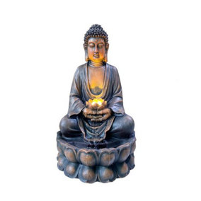 Thimphu Flow Oriental Water Feature - Mains Powered - Resin - L28 x W28 x H47 cm