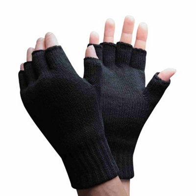 Thinsulate Mens 3M Thermal Fingerless Gloves L XL Black