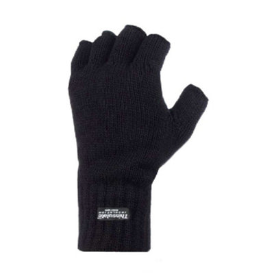 Thinsulate Mens 3M Thermal Fingerless Gloves L XL Black