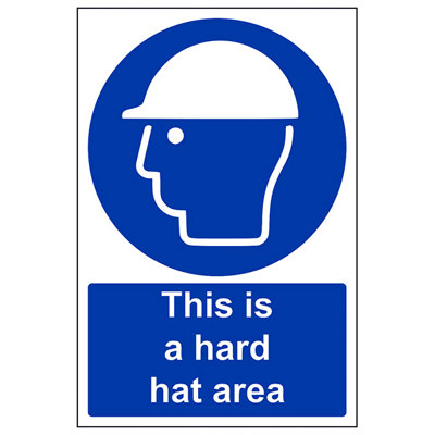 This Is A Hard Hat Area PPE Safety Sign - Rigid Plastic 300x400mm (x3)