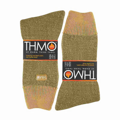 THMO - 1 Pair Mens Thermal Socks 6-11 Beige