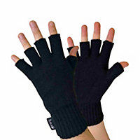 THMO - Mens 3M Thinsulate Lined Fingerless Gloves L/XL Black