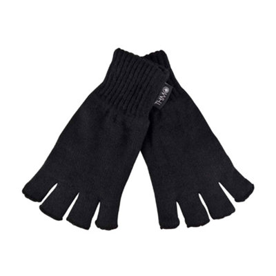 THMO - Mens 3M Thinsulate Lined Fingerless Gloves M/L Black