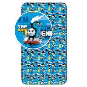 Thomas and Friends 100% Cotton Single Fitted Sheet - Blue