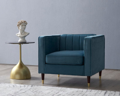 Thomas Velvet Fabric 1 Seater Sofa, Blue