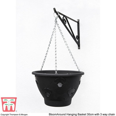 Thompson & Morgan Hanging Basket Garden Planter Plant Pot Container with Water Reservoir (30cm, 2 Pack)