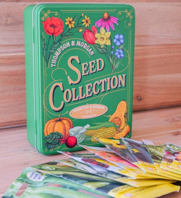 Thompson & Morgan Metal Seed Storage Tin + 10 x Vegetable Seeds