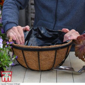 Thompson & Morgan Natural Garden Hanging Baskets & Liners 1 x 30cm Metal Hanging Basket Frame & Coconut Husk Liner