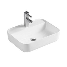 Thor Gloss White Ceramic Rectangle Counter Top Basin (W)500x(D)395mm
