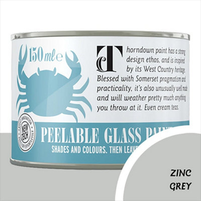 Thorndown Zinc Grey Peelable Glass Paint 150 ml