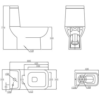 Thornfield Close Coupled Toilet with Eco Flush & Includes Slim Soft Close Seat