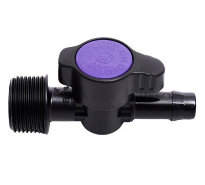 Thread Valve 13mm x 3/4" BSP Male Thread Barb Garden Irrigation System Purple Pack of 1