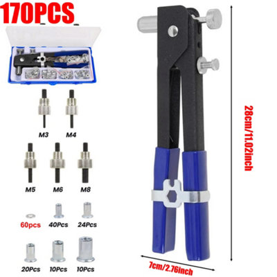 Threaded Nut Riveter Gun M3-M8 Insert Tool Riveter Rivnut Nutsert Kit ...