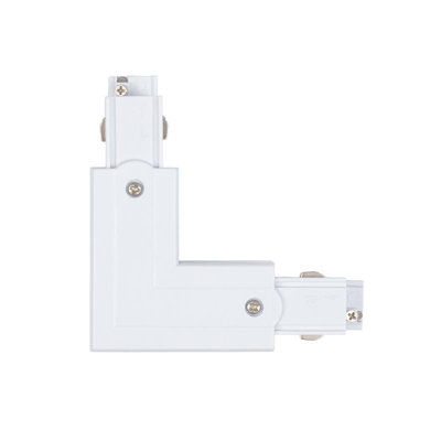 Three Circuit Track Light Right Side L Shaped Connector White