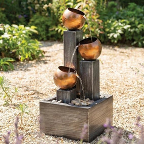 Three Copper Bowls Mains Power Water Feature