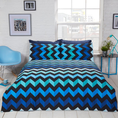 Three D Bright Duvet Set Single Blue