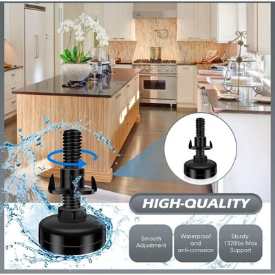 Heavy Duty Furniture Leveling Feet – 4-Pack, Adjustable 3/4"–1.75", 3/8"-16 Thread, Supports 1320LBs With Felt Pads