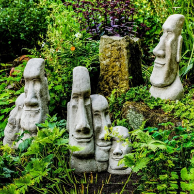 Three Large Easter Island Head Statues Value Set DIY at B&Q